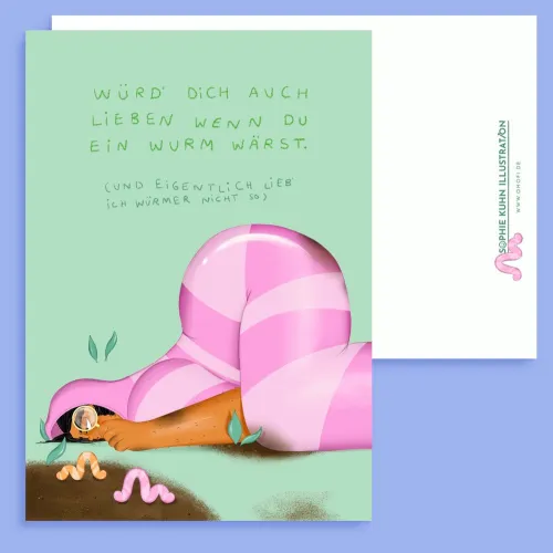 POSTKARTE "WENN DU EIN WURM W&Auml;RST" 